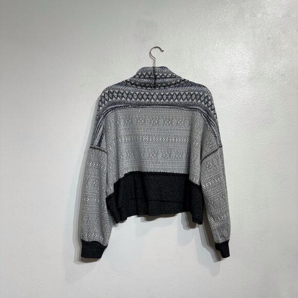 Free People We The Free Gray Frost At The Lodge Cropped Pullover Sz S - Picture 9 of 12